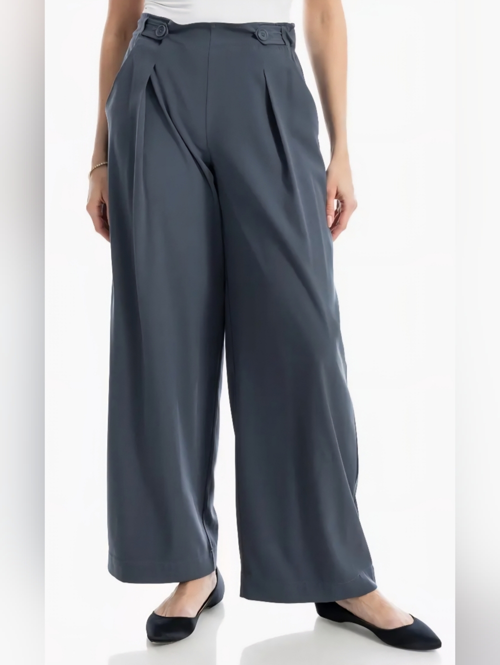 NWT Max Studio London Women's Size XS Wide Leg Pleated Gray Pants